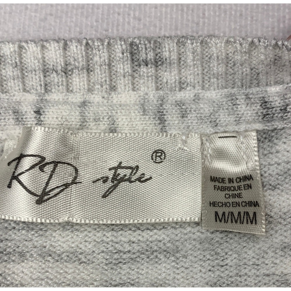 RD Style Womens Gray Space Dye Crew Neck Sweater Curved Hem 70S1174SF Medium - Picture 5 of 6